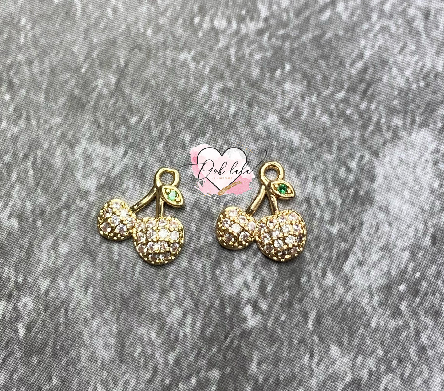 Cherry Crystal Nail Piercing Charm x 2