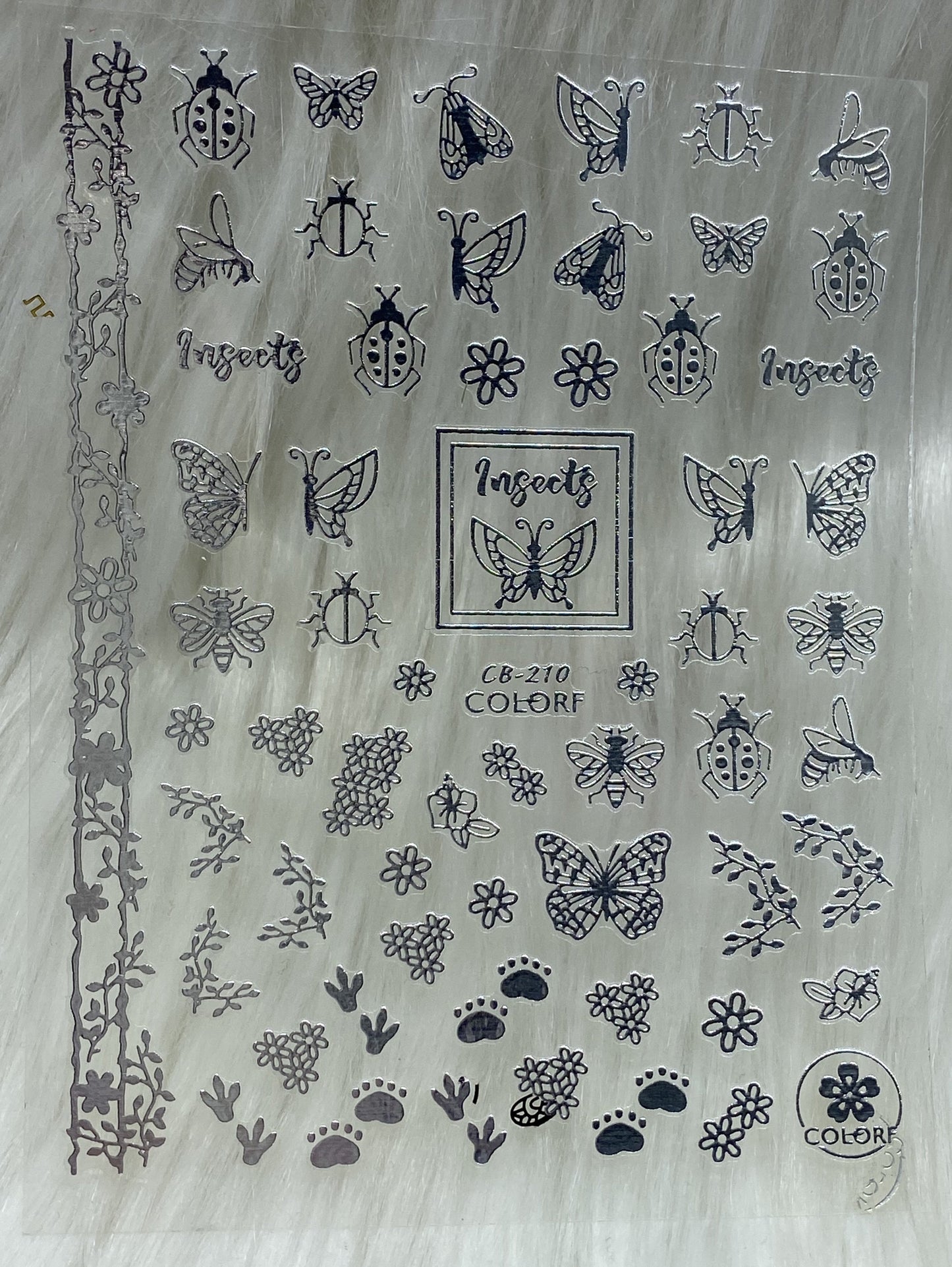 Butterfly / Insect Stickers Silver