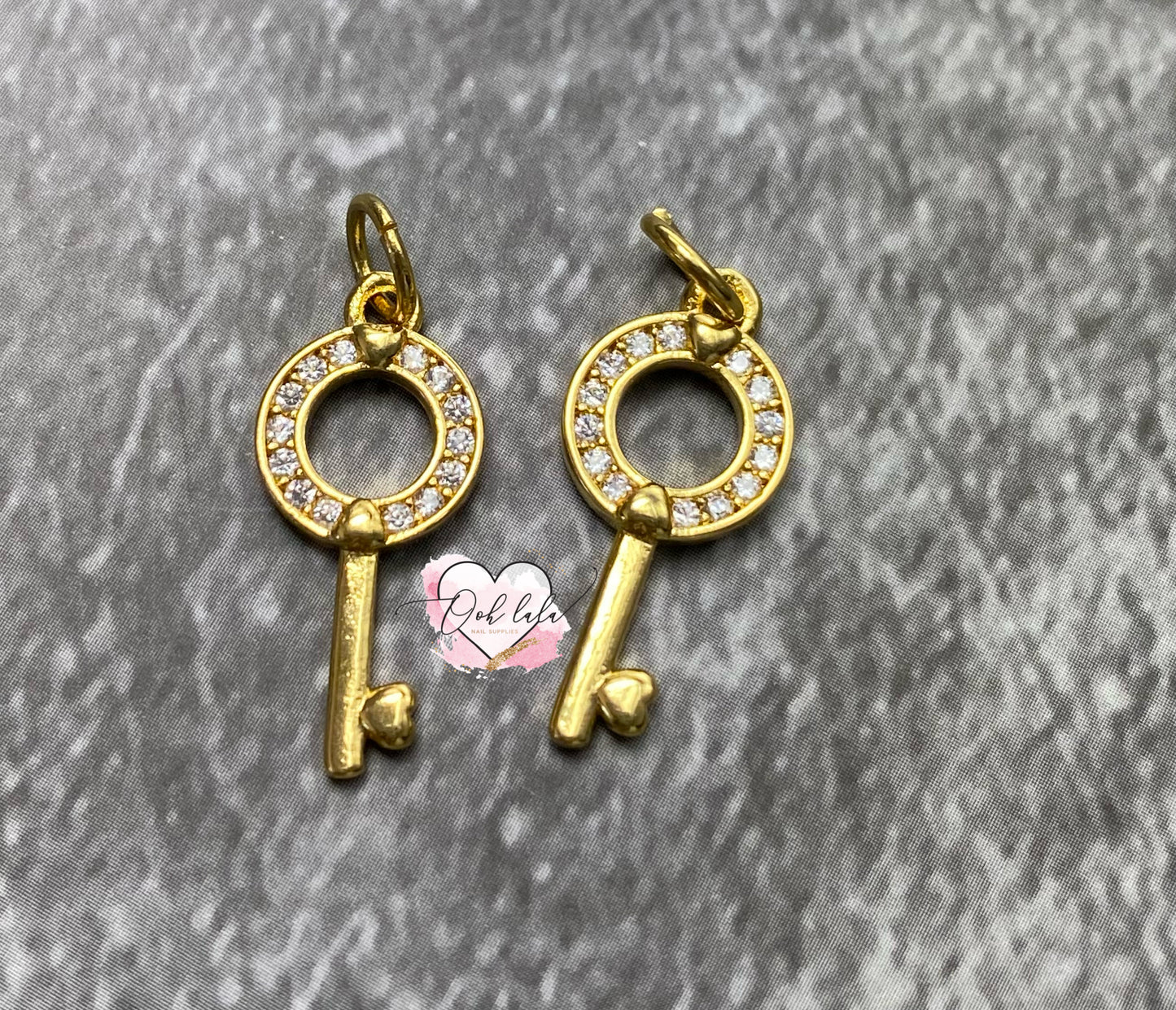 Large Round Key Nail Piercings x 2