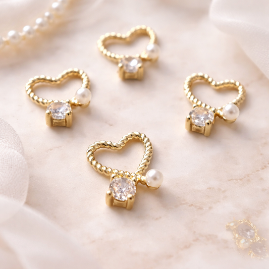 Valentines Heart Charms x 5