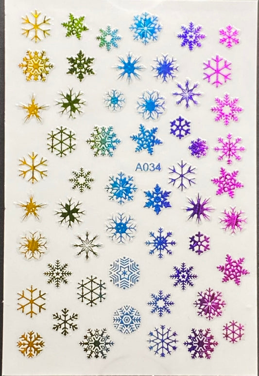 Rainbow Ombré Snowflake Stickers - 034