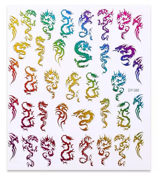 Rainbow Ombré Dragon Stickers - 386