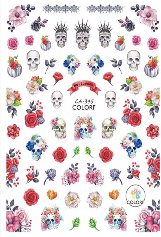 Floral & Skulls Sticker - 345