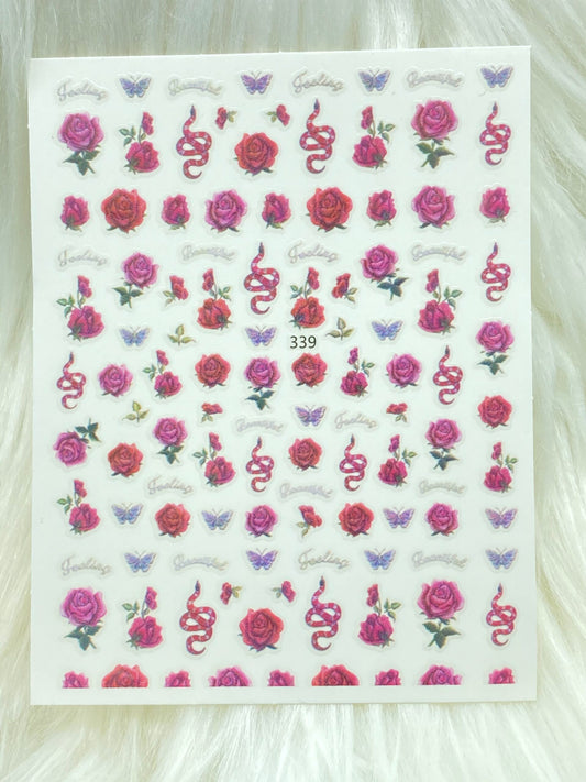 Designer Snakes & Roses Nail sticker