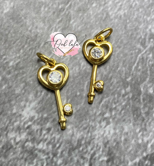 Large Key Locket Piercing Charms x 2