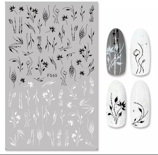 Black & White Vines - stickers - 565