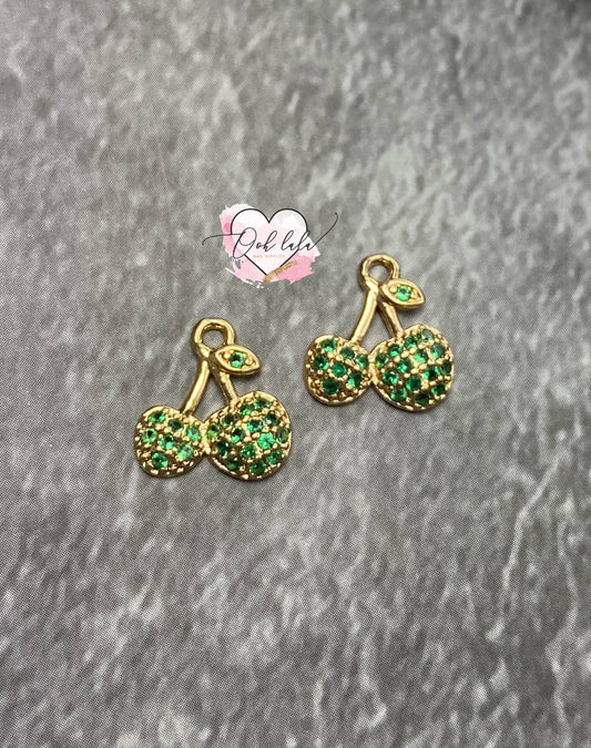 Green Cherry Piercing Charm x2