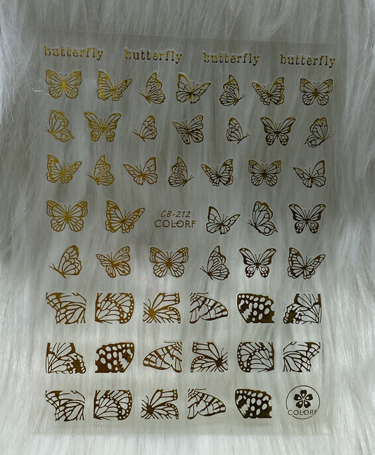 Metallic Gold Butterfly Sticker - 212