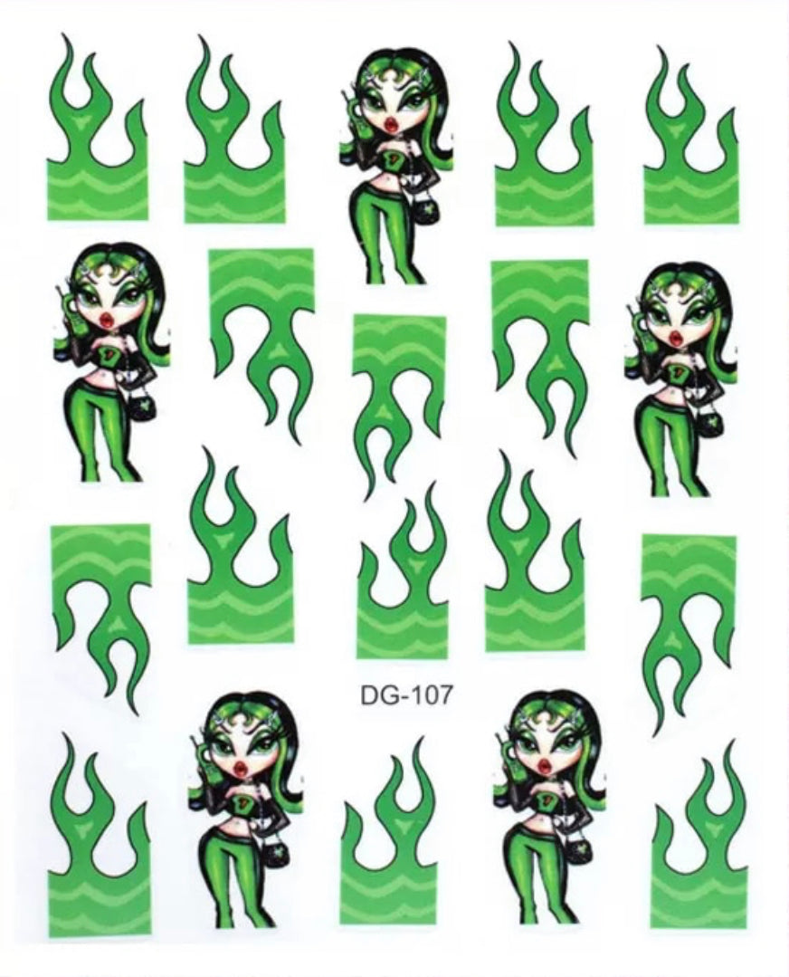 Bratz Green Flames Stickers