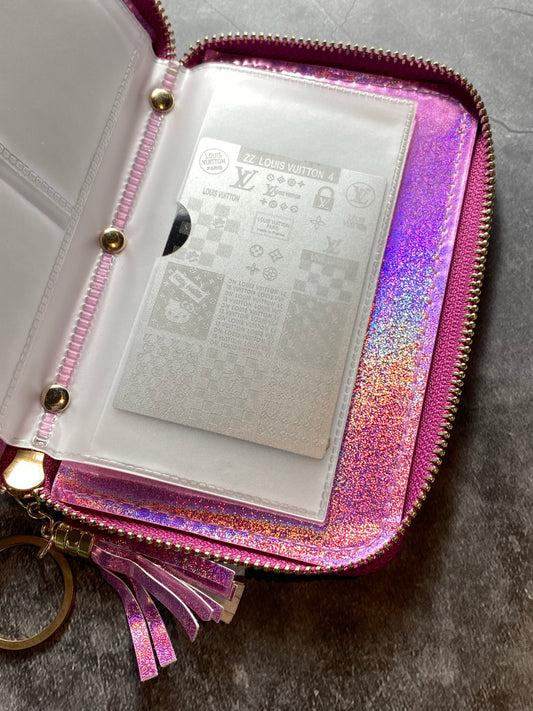 Pink Holographic Stamping Plate Folder