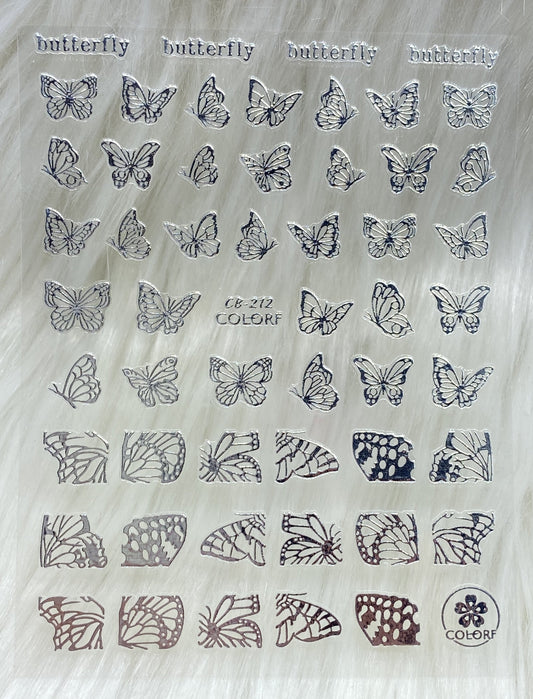 Butterfly Stickers Silver - 212