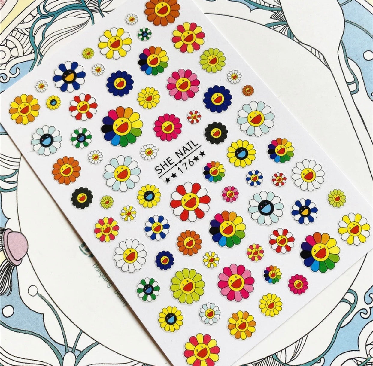 Retro flower sticker -176