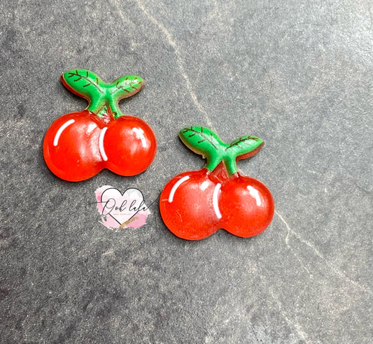 Kawaii Red Cherry Charms x 2