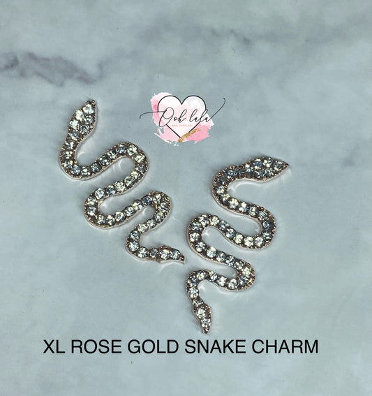 XL Rose Gold Snake Charm x 8