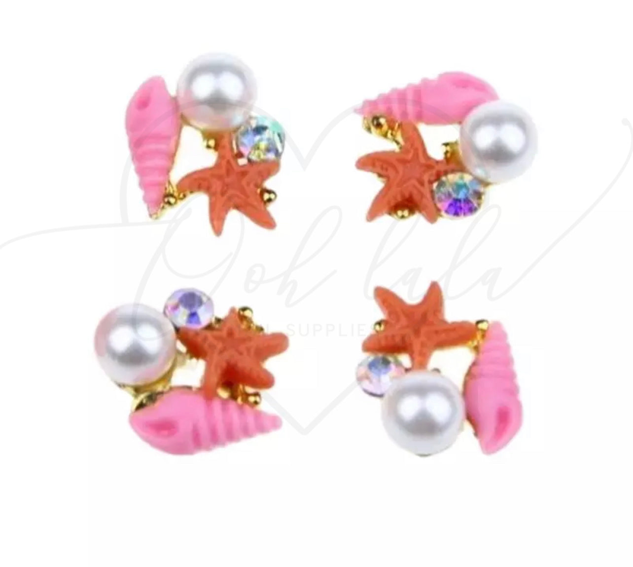 Pink Seashell Charms x 4