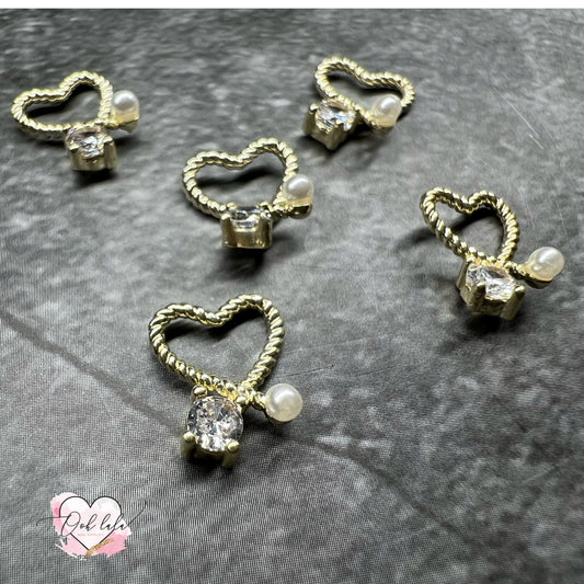 Valentines Heart Charms x 5