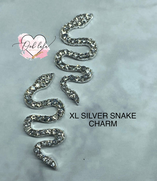 XL Silver Snake Charm x 8